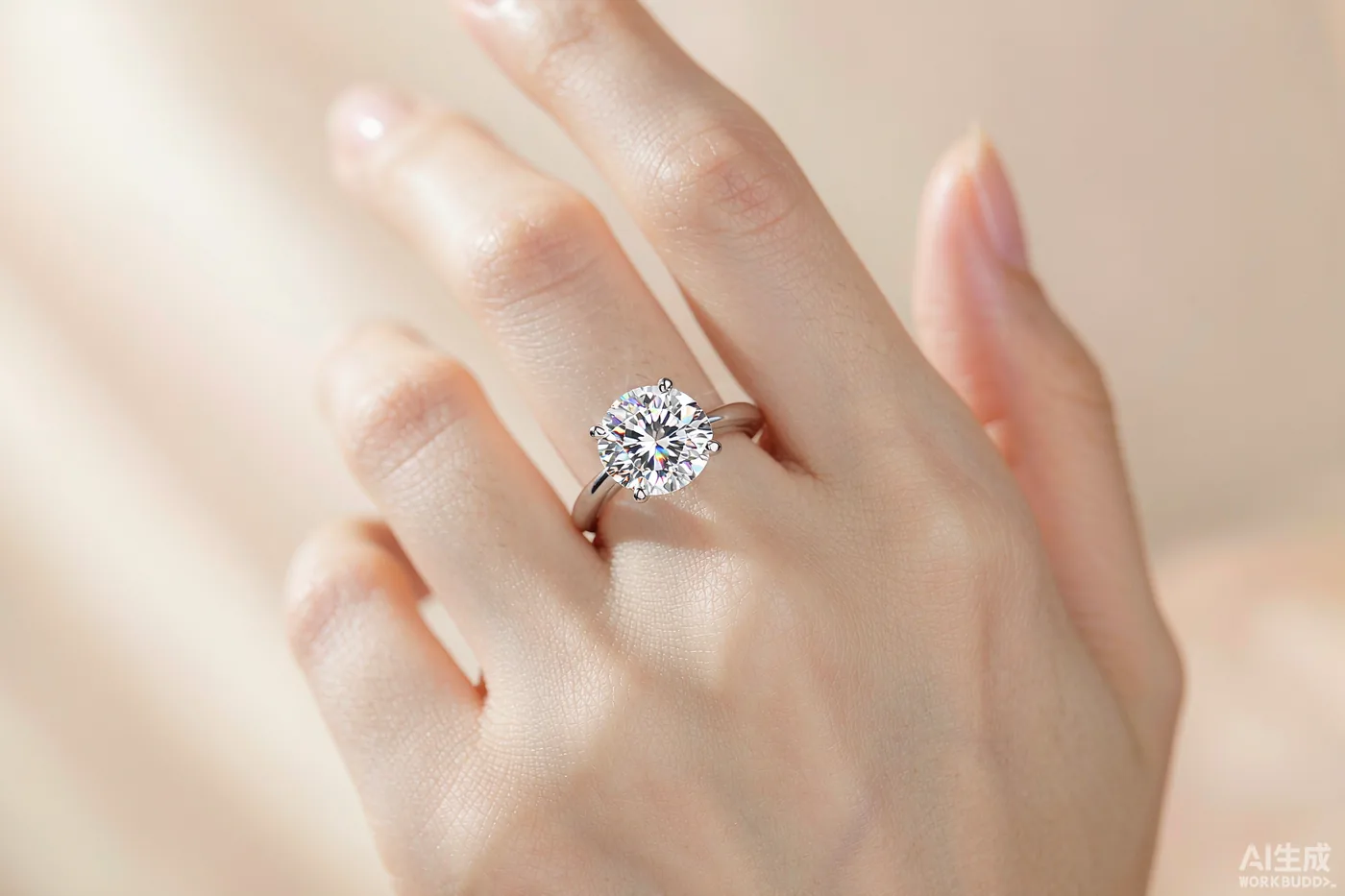Lab-grown diamond solitaire ring on a hand — Everlum